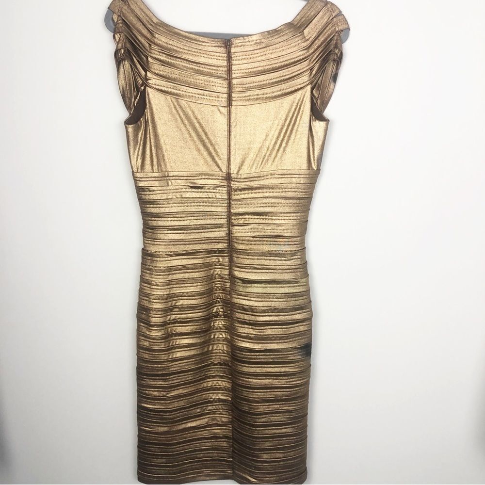 TADASHI COLLECTION | Bronze Gold Bandage Style Bodycon Dress Women’s Size Medium - Picture 9 of 12